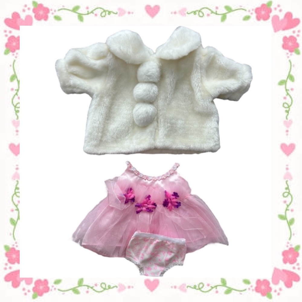Doll Clothes Bundle Pink Tutu Dress Fur Coat Panties Doll House Clothes Lot